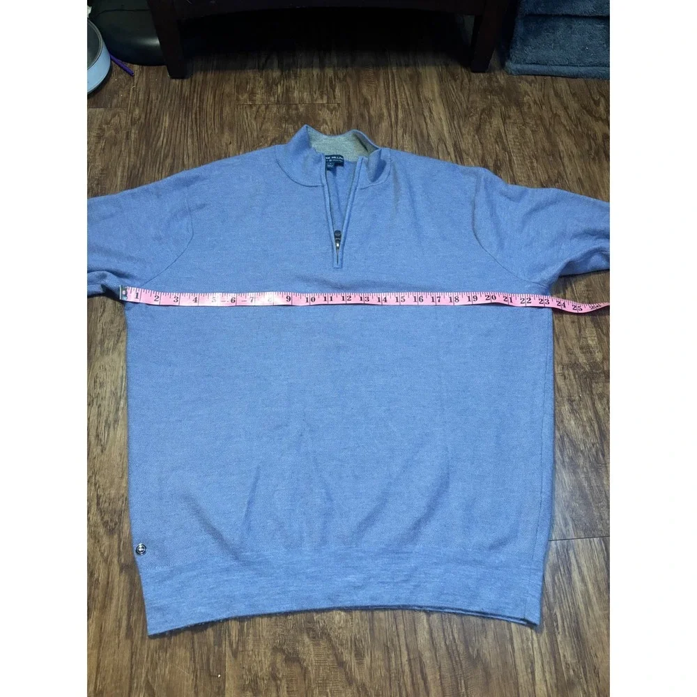 Peter‎ Millar Mens Blue Cashmere Silk Quarter Zip Sweater Large Preppy Old money